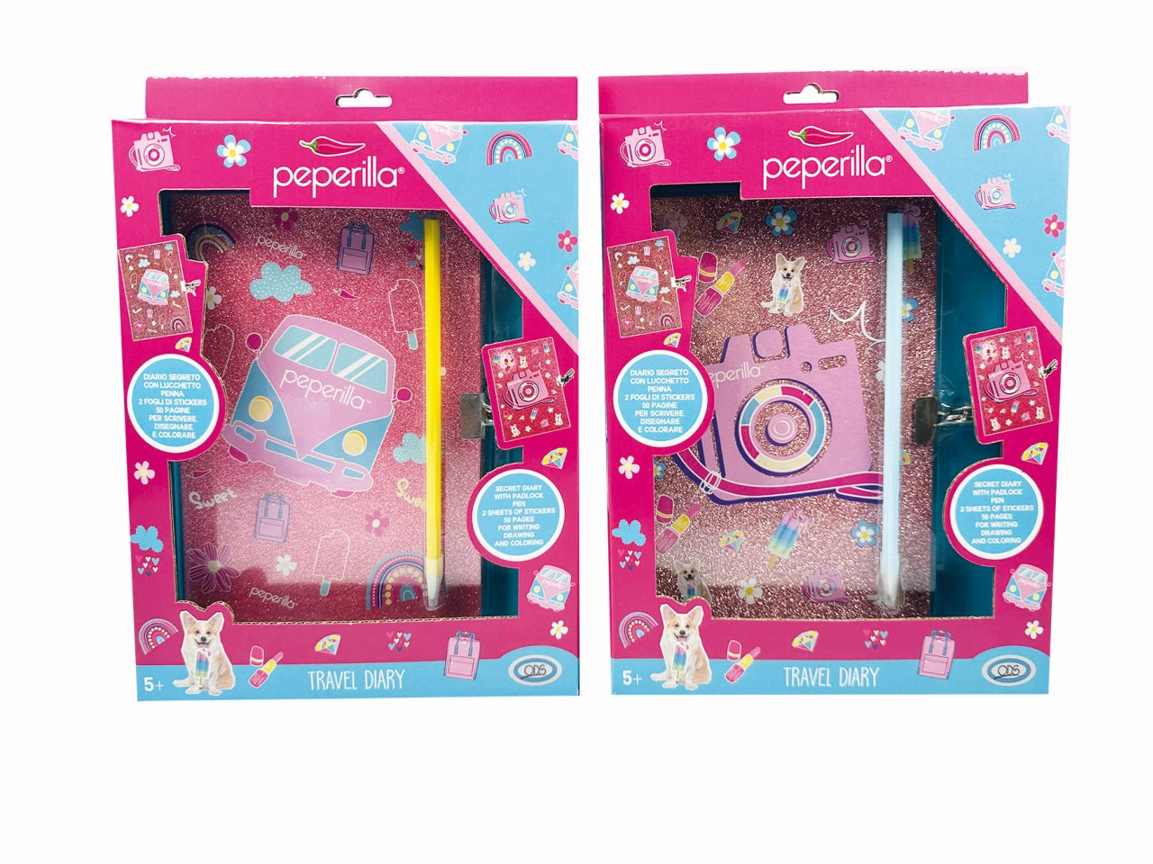 Peperilla diario segreto con lucchetto, penna e stickers