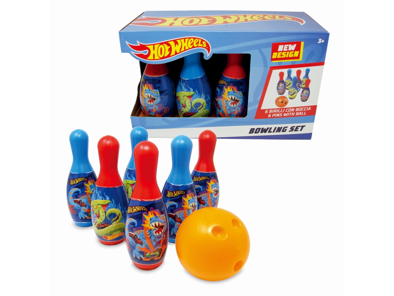 Hot wheels bowling set birilli da 20cm con palla