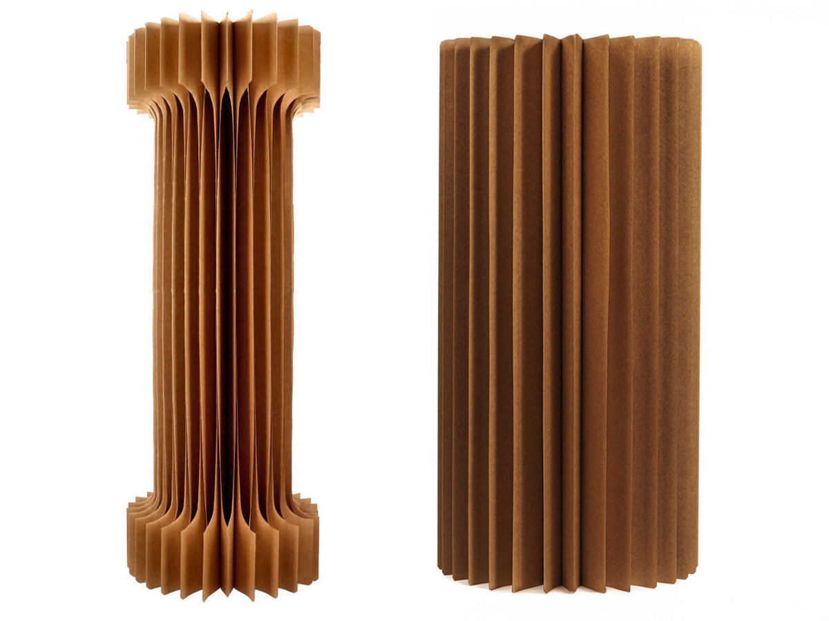 Colonna 2forme plissettate con led d.30xh.100cm marrone