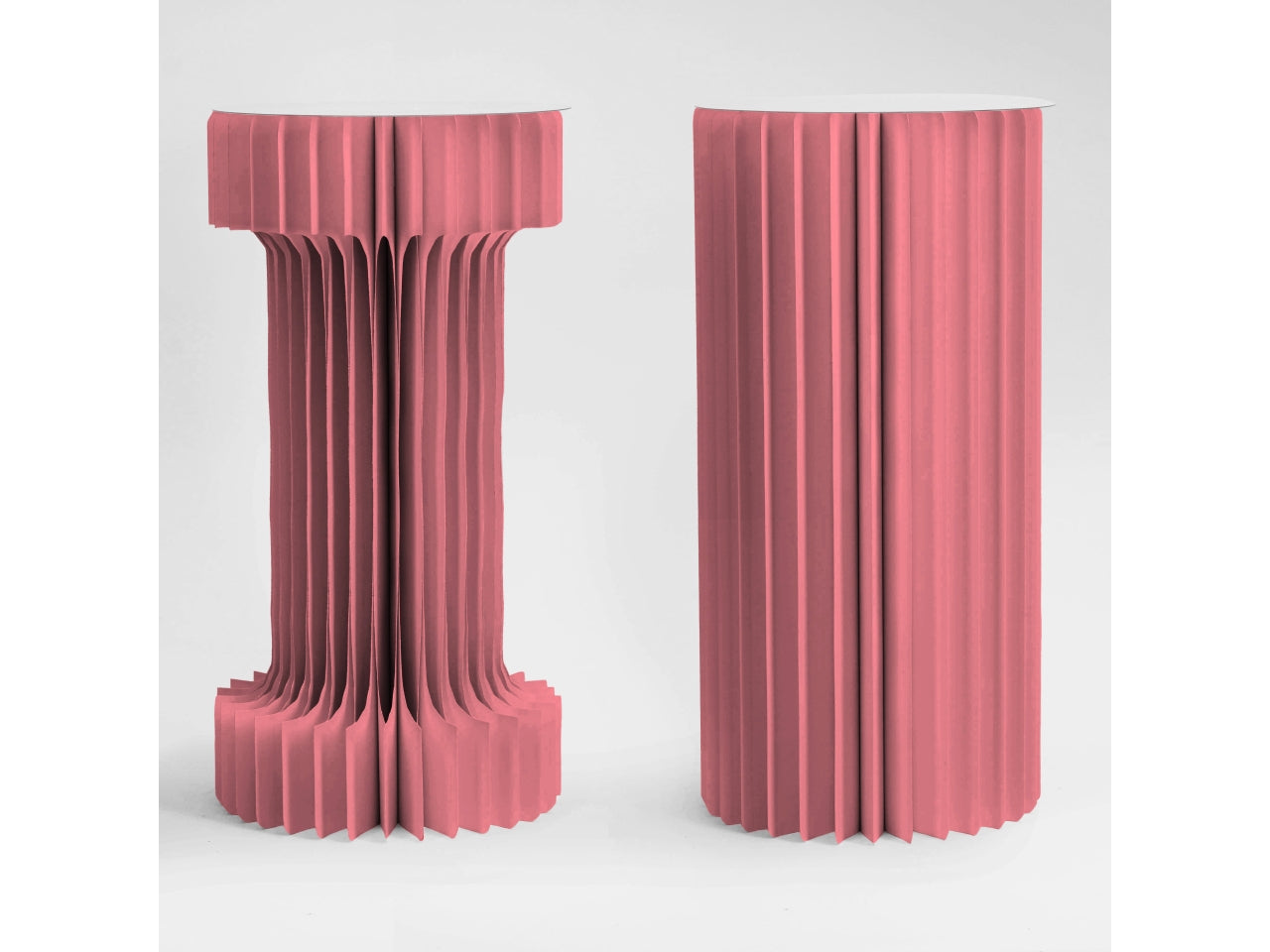 Colonna 2forme plissettate con led d.30xh.80cm rosa antico