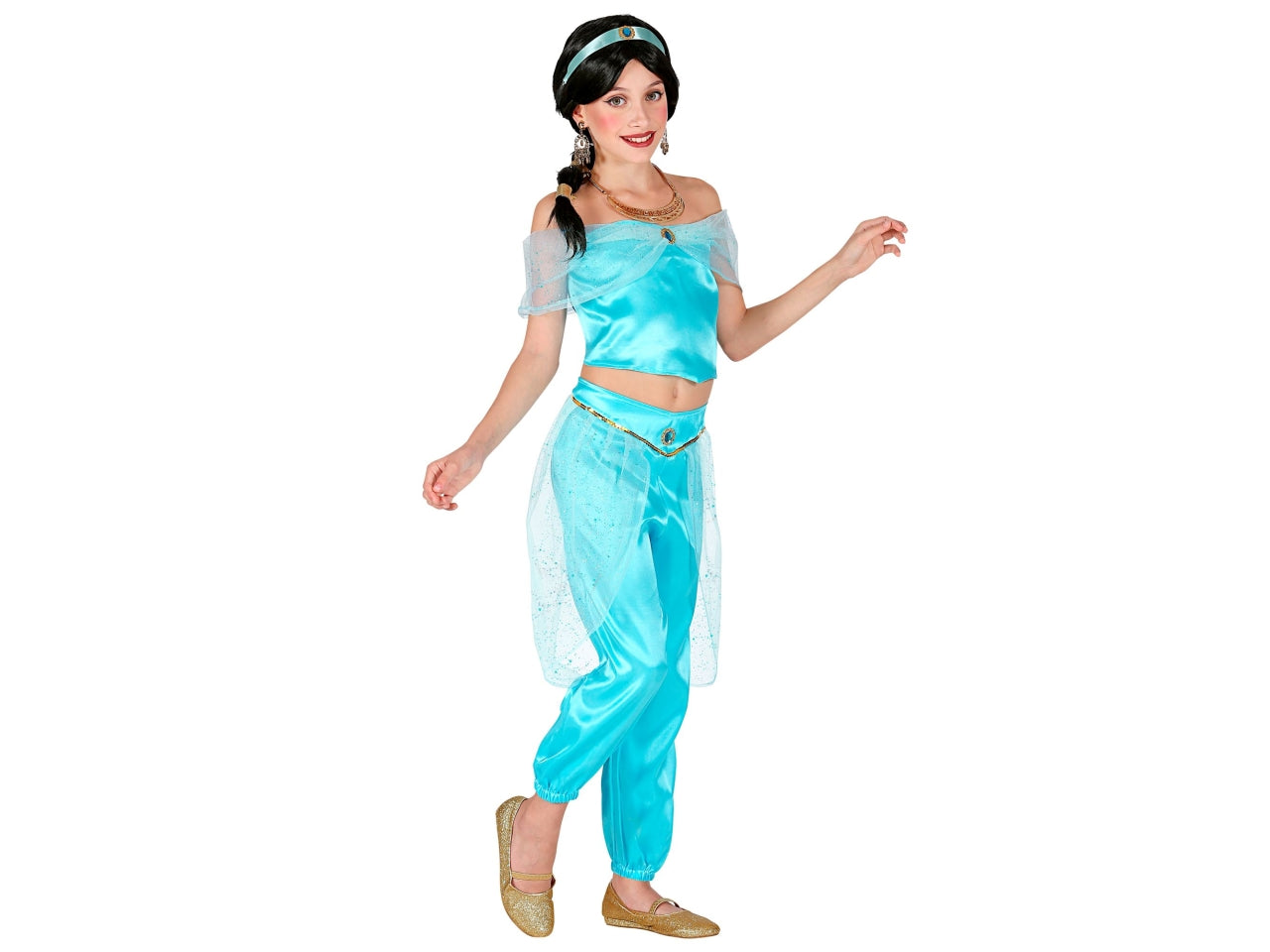 Costume principessa araba (top, pantaloni, fascia per testa) altezza 128cm/5-7 anni