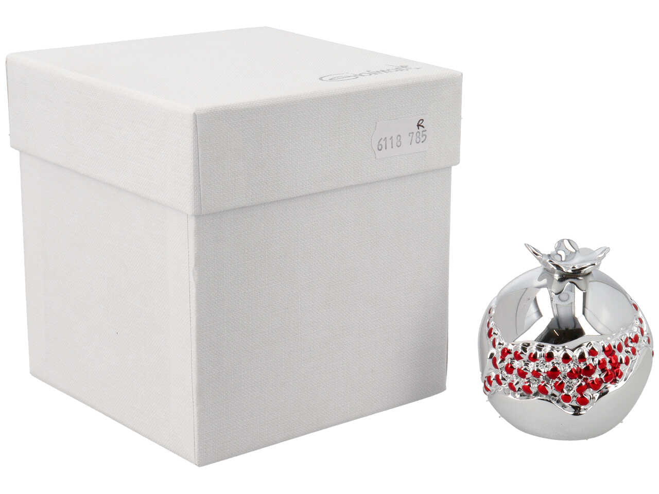 Melograno h.9cm argento/rosso
