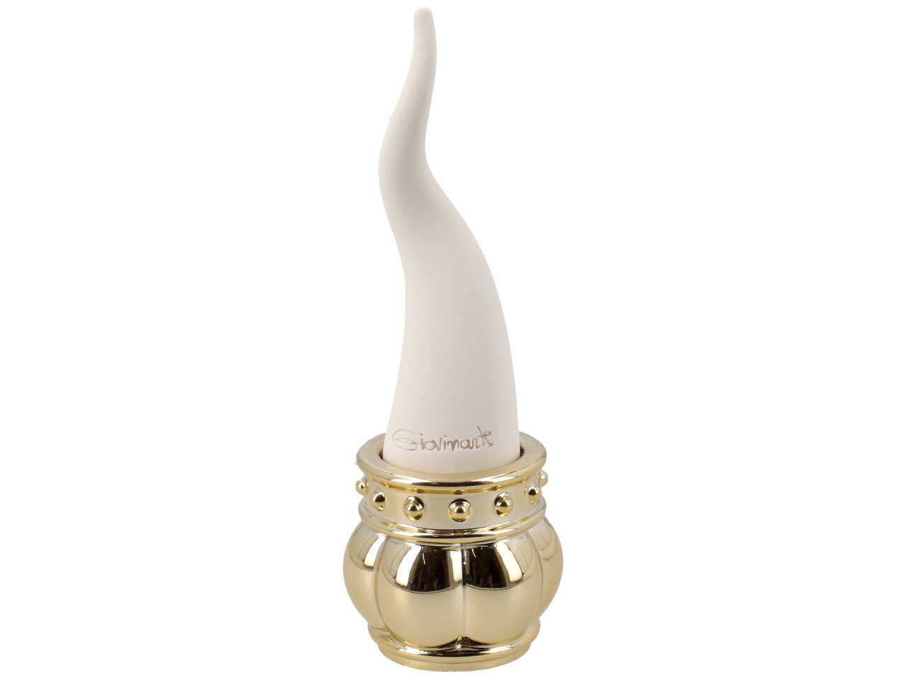 Corno bianco h.12cm con base oro