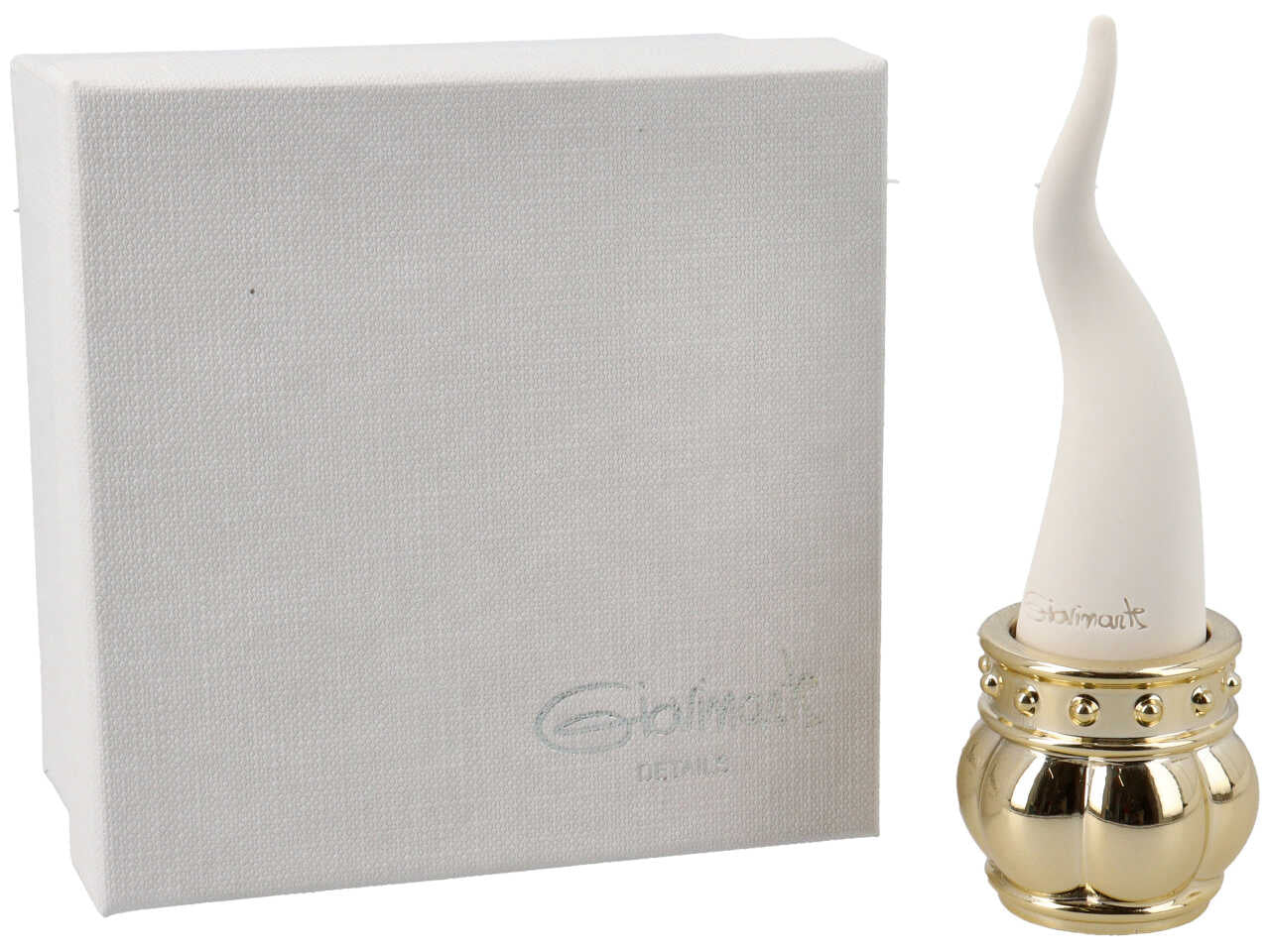 Corno bianco h.12cm con base oro