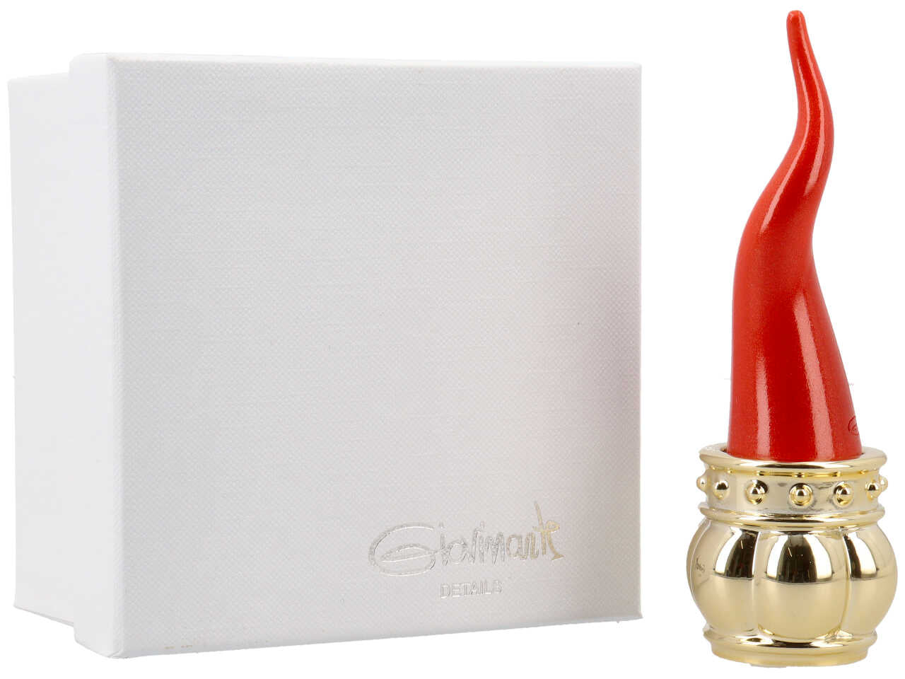 Corno rosso h.12cm con corona oro