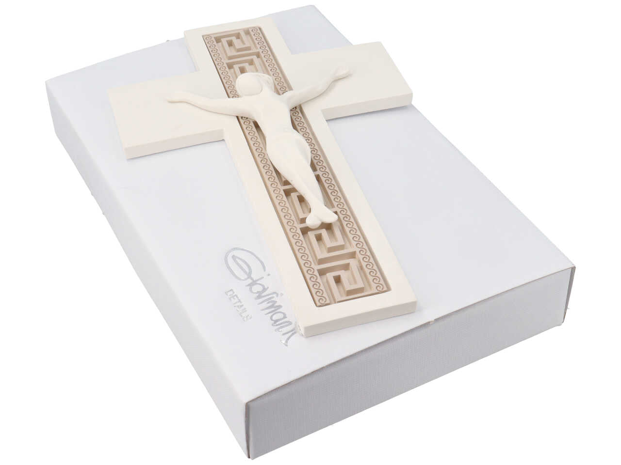 Croce 25,5cm con greca tortora