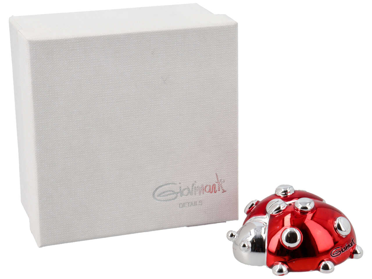 Coccinella 6cm argento rossa