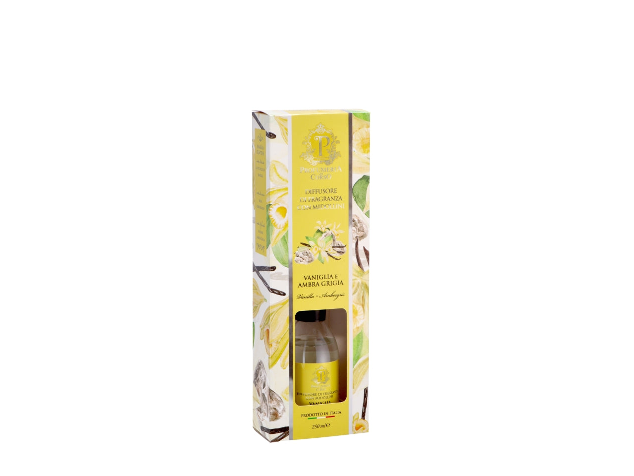 Diffusore di essenze con bacchette 250ml al profumo di vaniglia e ambra