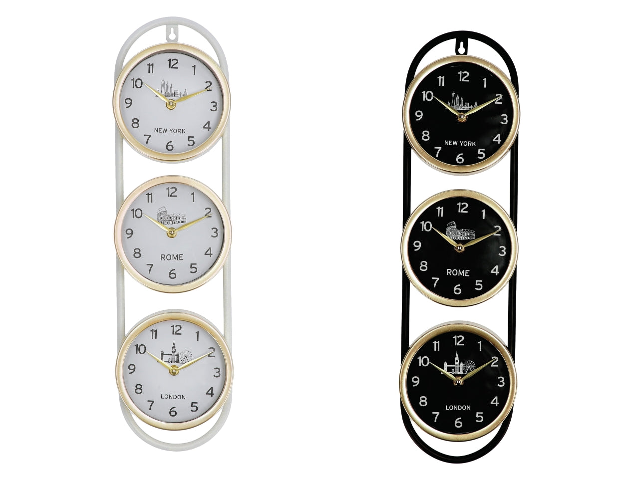 Orologi in metallo 9,5x4xh.51cm la confezione e' composta da 3 orologi