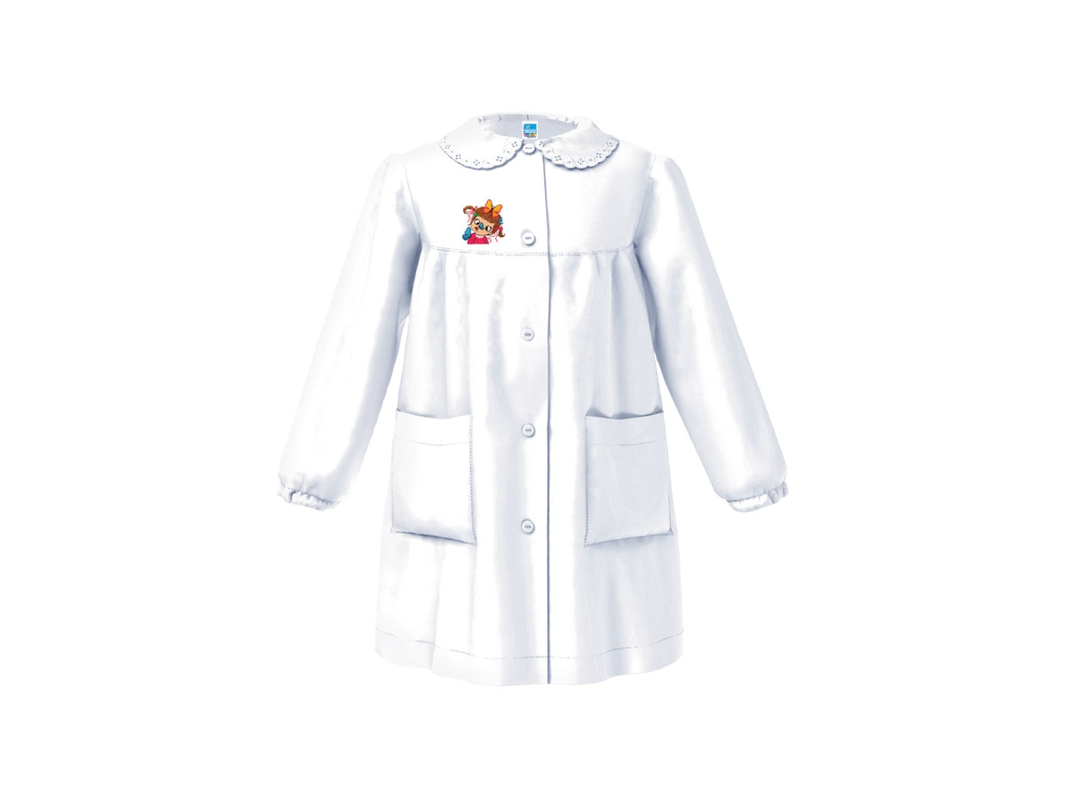 Grembiule bambina asilo 5 anni altezza 110cm bianco