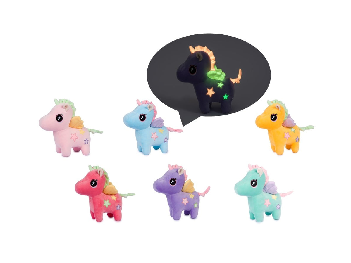Peluche unicorni 23cm glow in the dark con ali 6 assortimenti