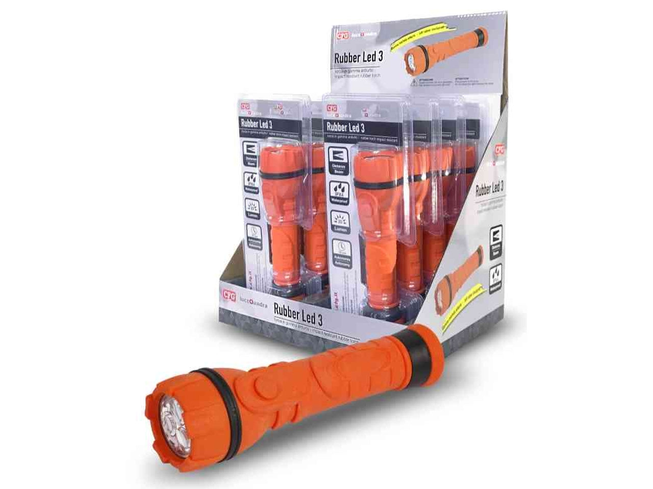 Lampada torcia in gomma antiurto  rubber led 3