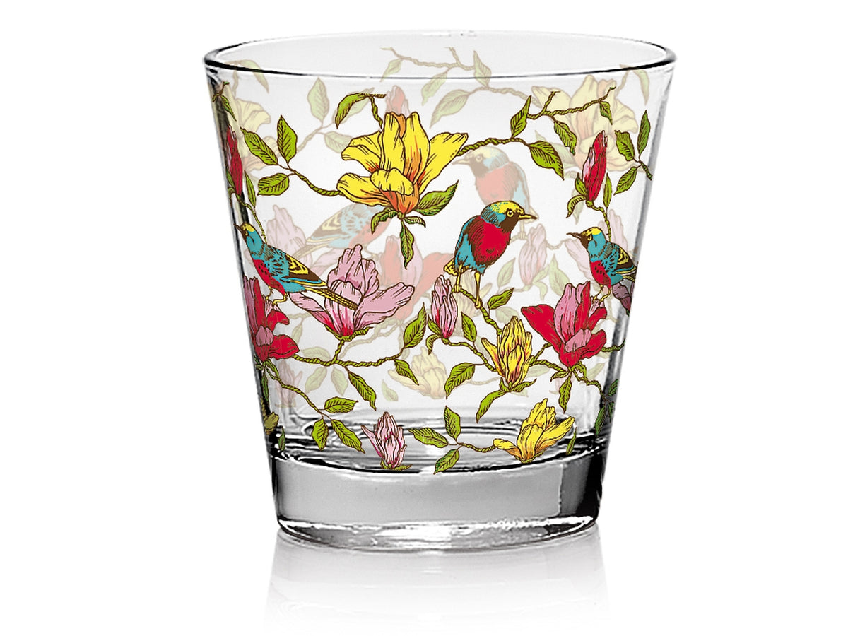 Tumbler acqua in vetro 250cc nadia set da 3 bicchieri con decoro paradise
