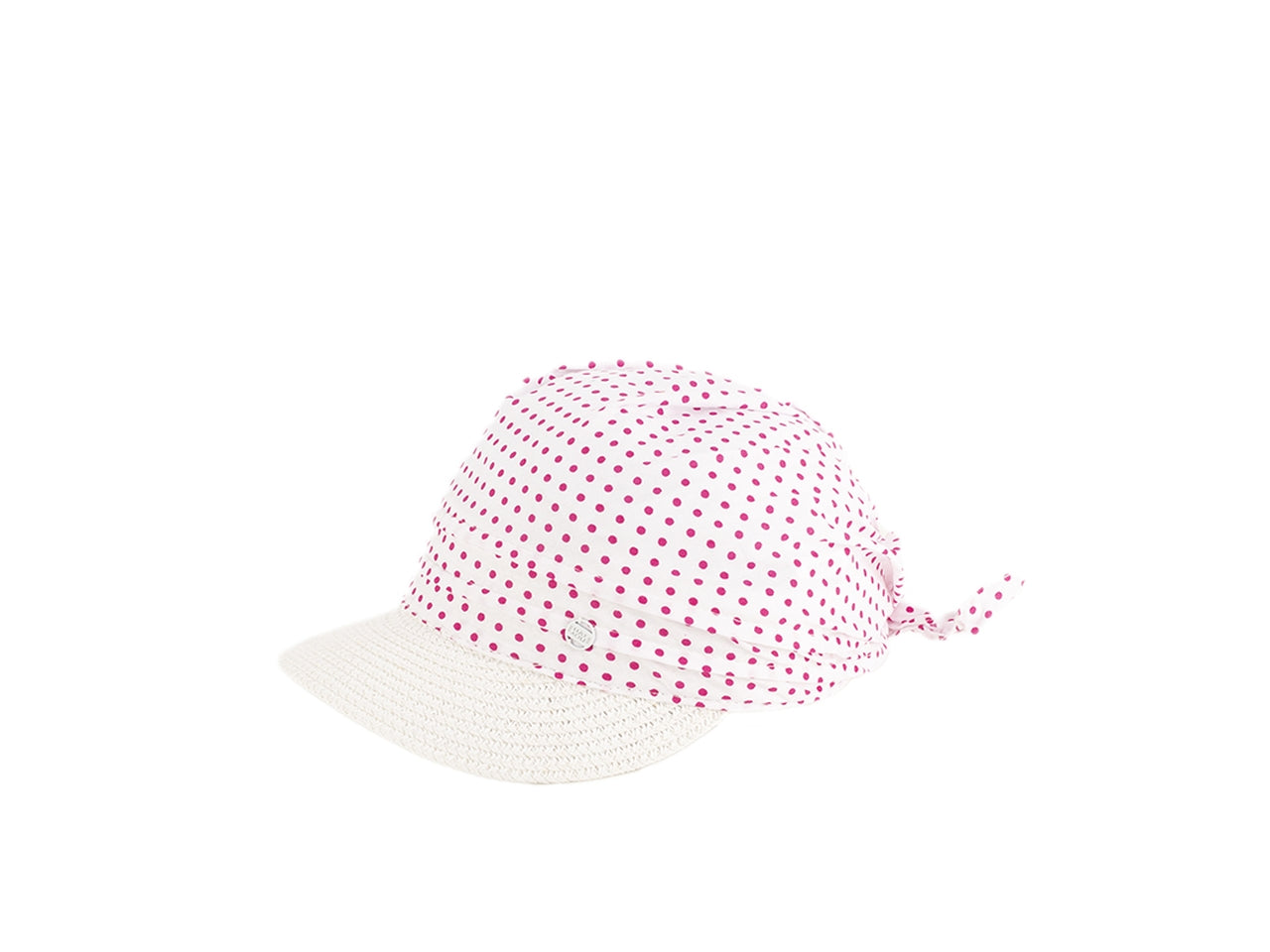 Cappello bimba con visiera in carta intrecciata e bandana a fantasia bianco taglia unica