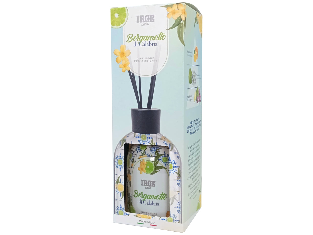 Diffusore di essenza con bottiglia decorata 500ml profumazione bergamotto di calabria
