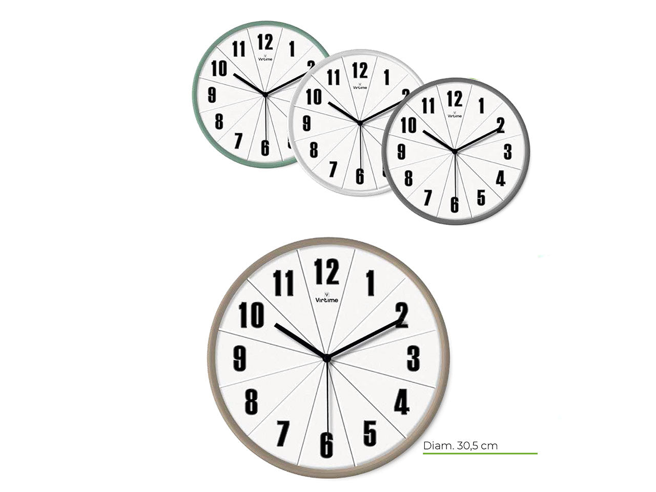 Orologio da parete abs d.30,5cm movimento sweep 4 design assortiti