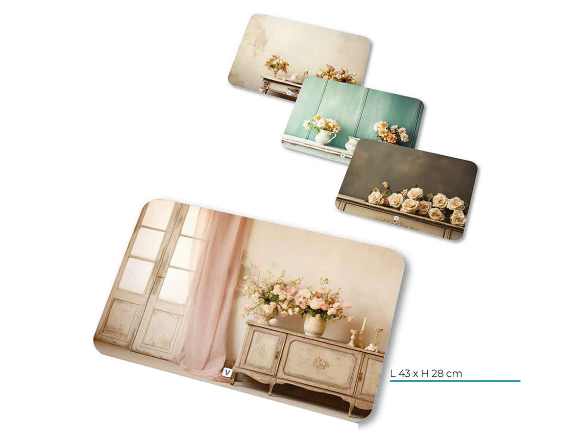 Tovaglietta americana 43x28cm shabby 1 - 4 colori assortiti