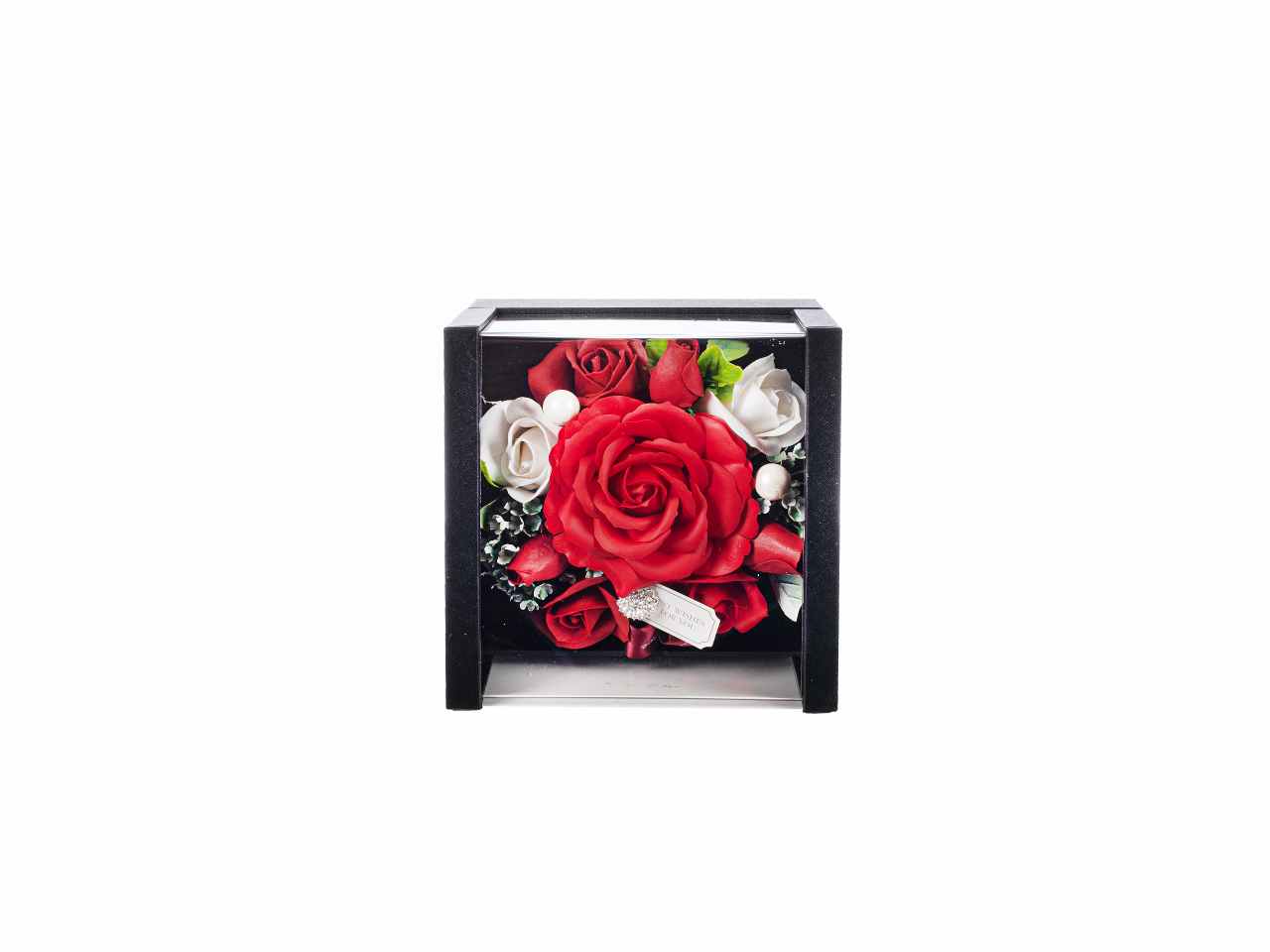 Scatola regalo fiori rossi 17,5x18x16cm a26992