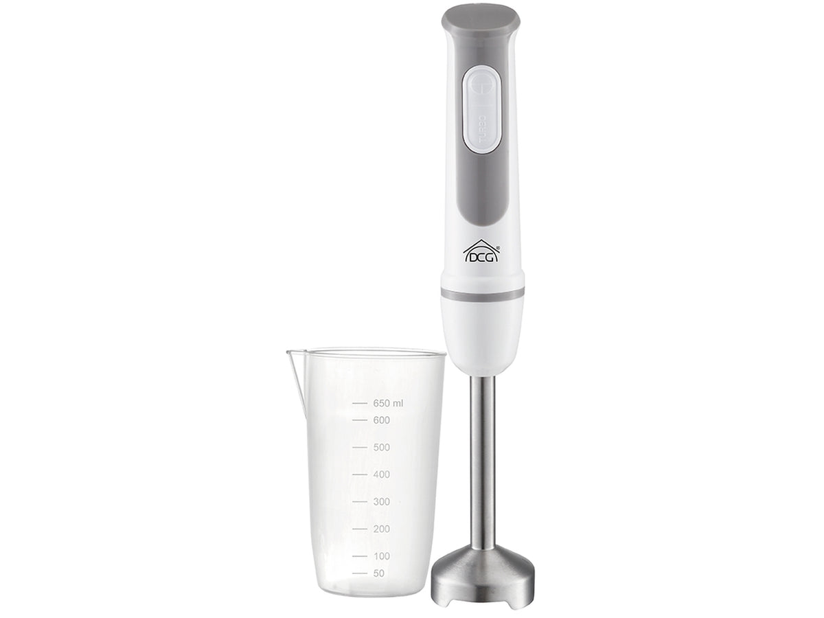 Mixer ad immersione 2 velocita', lame in acciaio e bicchiere graduato