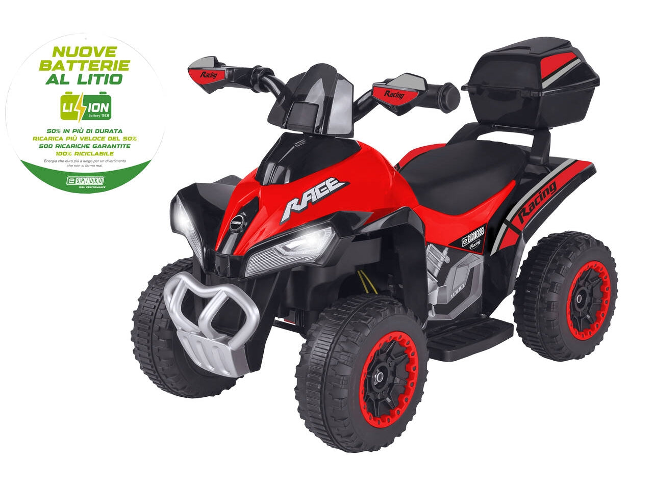 E-spidko quad bt li-ion 8.4v di colore rosso