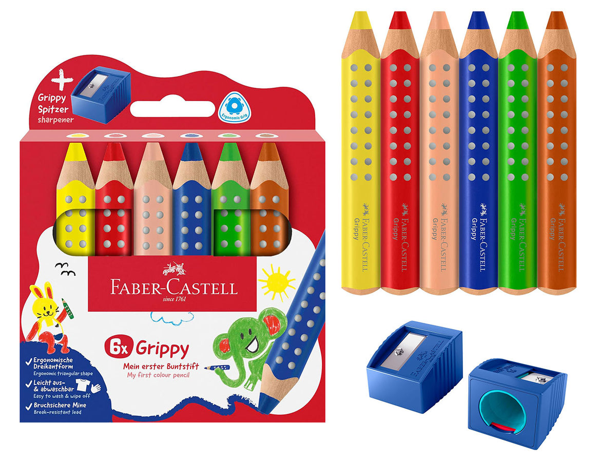 Set di 6 pastelli Jumbo grippy con temperino