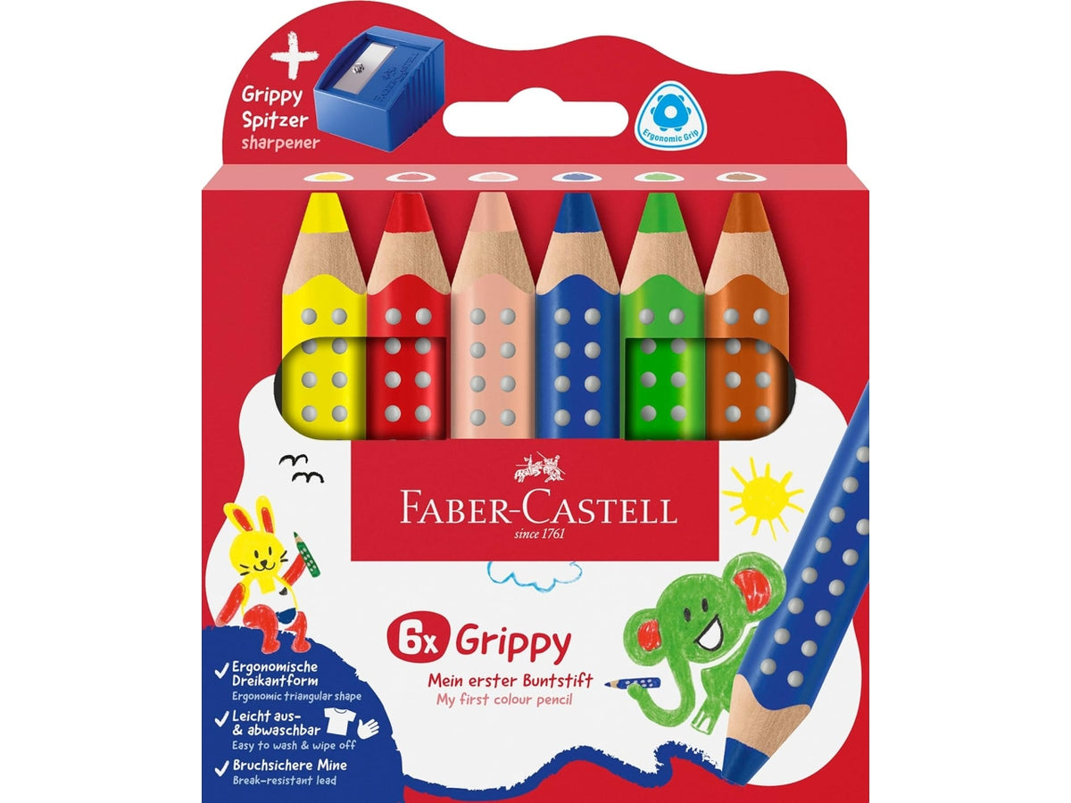 Set di 6 pastelli Jumbo grippy con temperino