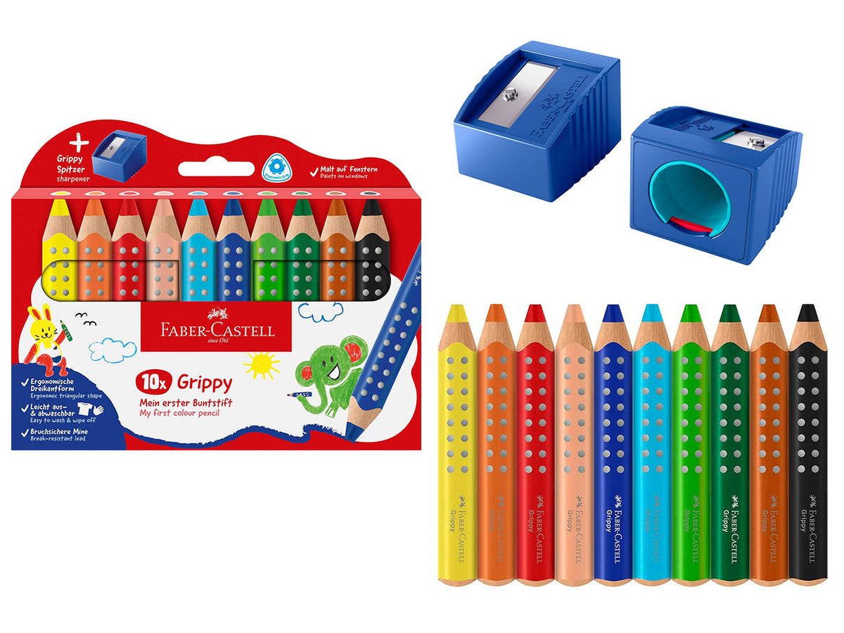 Set di 10 pastelli Jumbo grippy con temperino