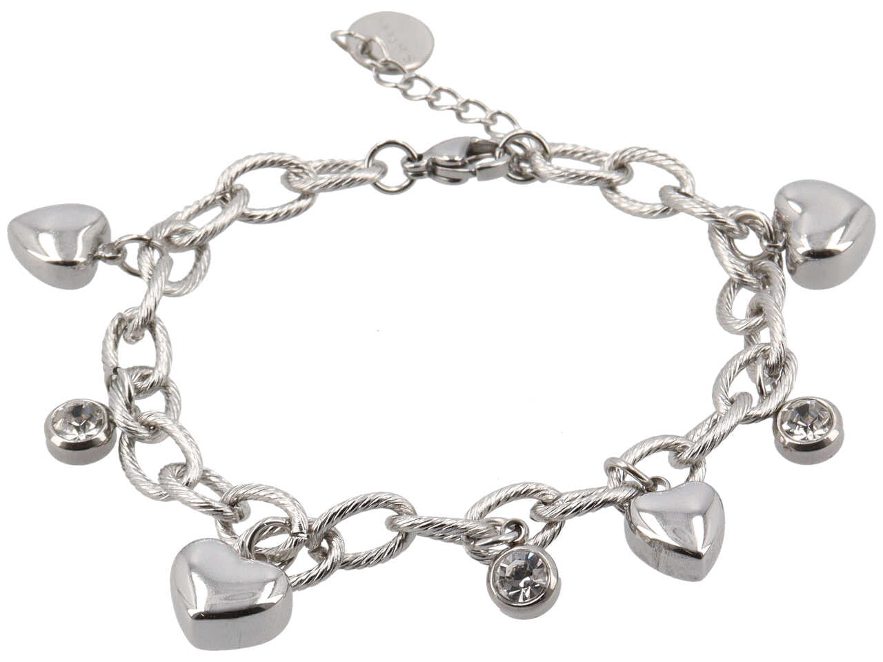 Bracciale charme cuoricini 3d e punti luce