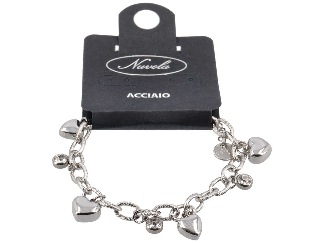 Bracciale charme cuoricini 3d e punti luce