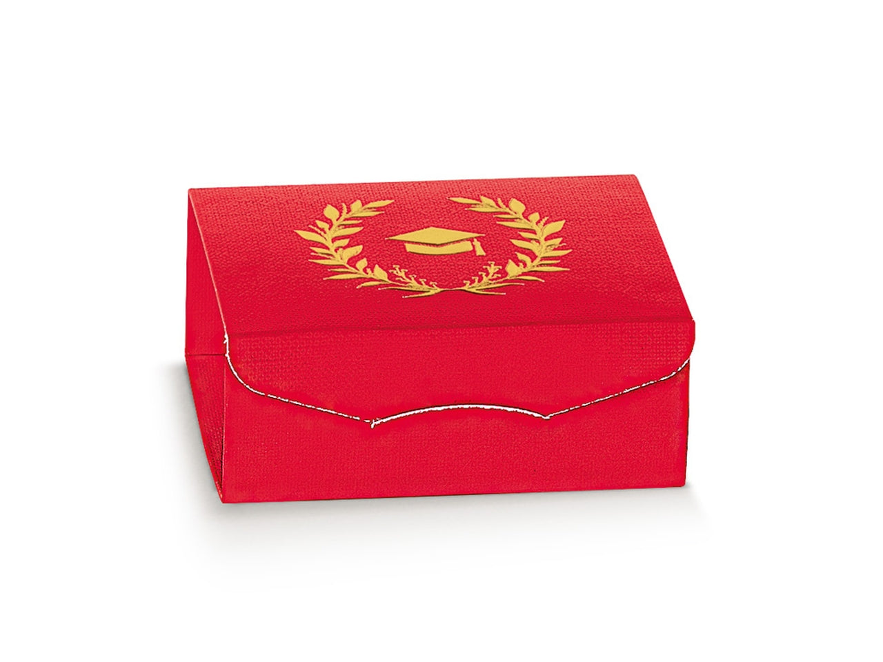 Scatola alloro dorato 7x7x3cm rossa