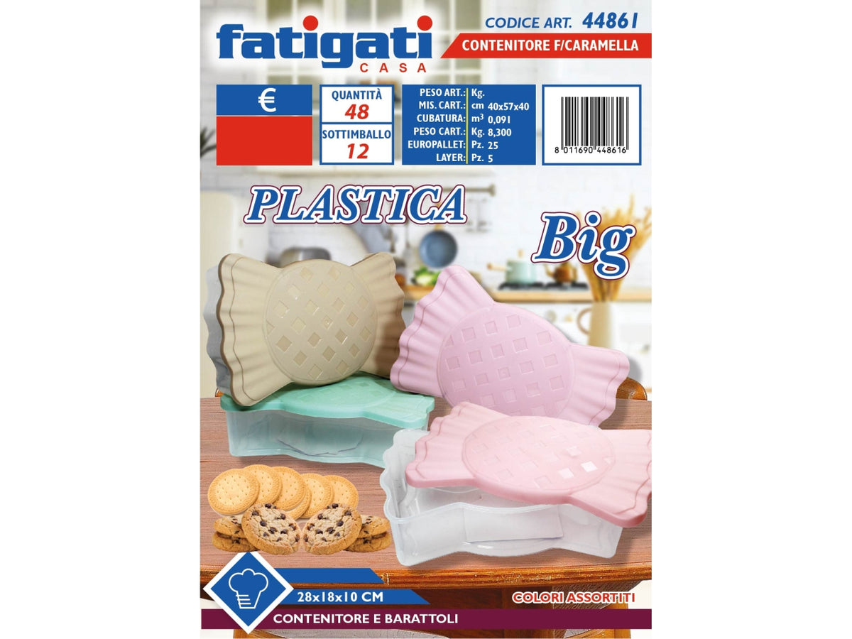 CONTENITORE IN PLASTICA A FORMA DI CARAMELLA 28X18X10CM