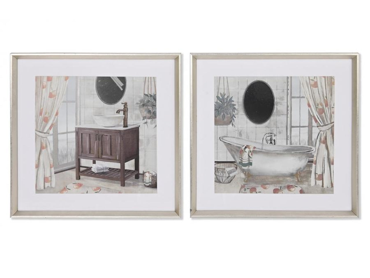 Quadro tela 42x2x42cm soggetto bagno in 2 modelli assortiti