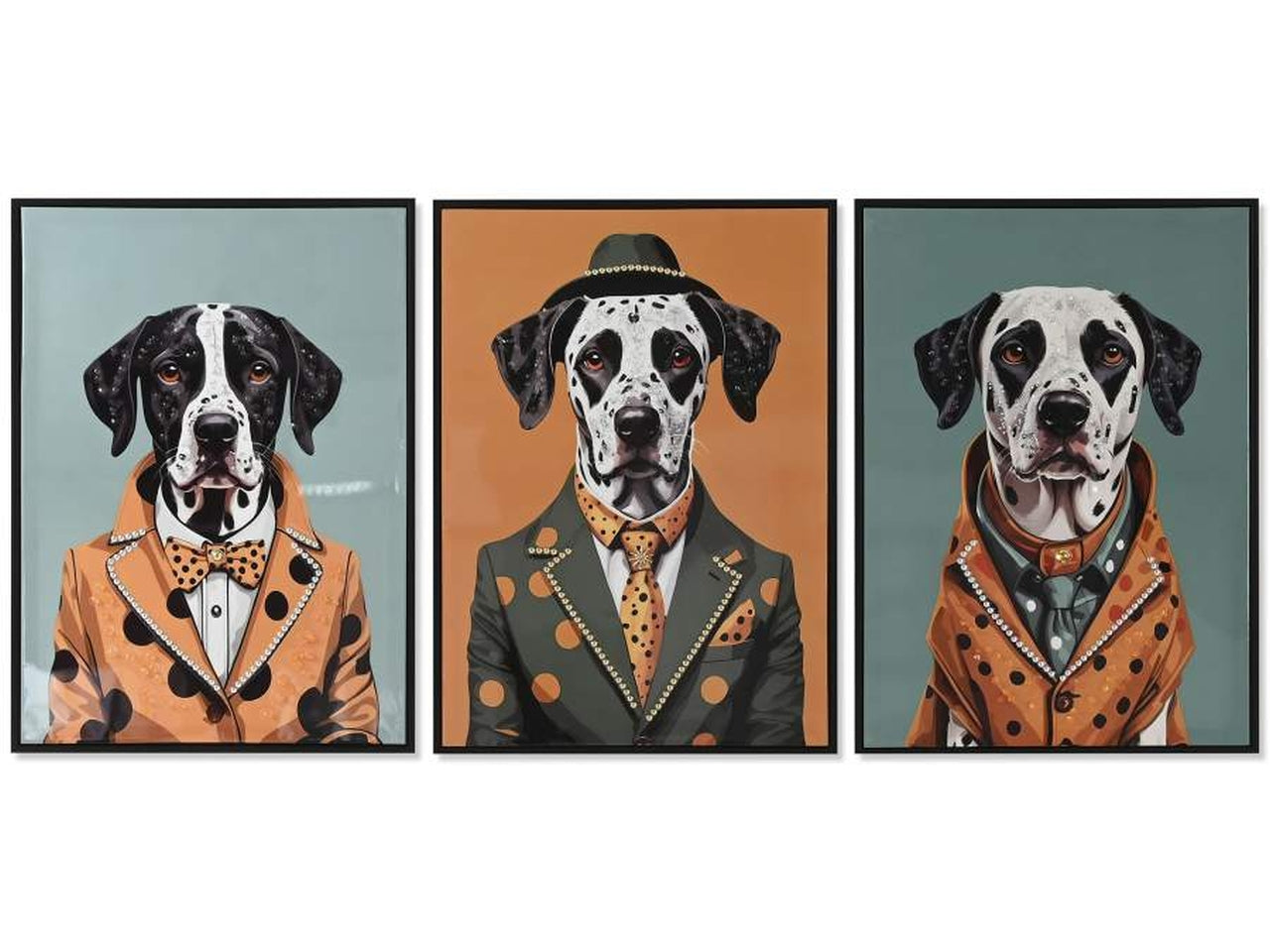 Quadro tela 52,5x2,8x72,5cm soggetto dalmata in 3 modelli assortiti