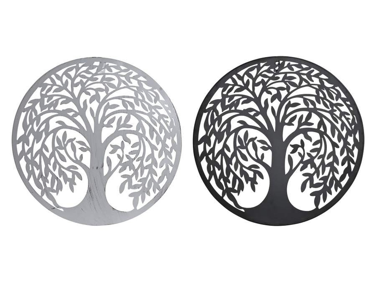 Decorazioni per le pareti metallo 40x1x40cm soggetto albero in 2 assortimenti