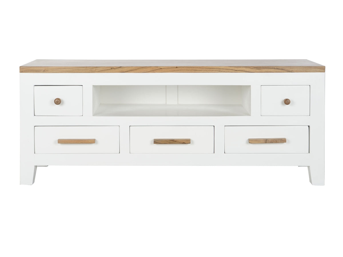 Mobile tv mango acacia 125x40x50cm di colore bianco