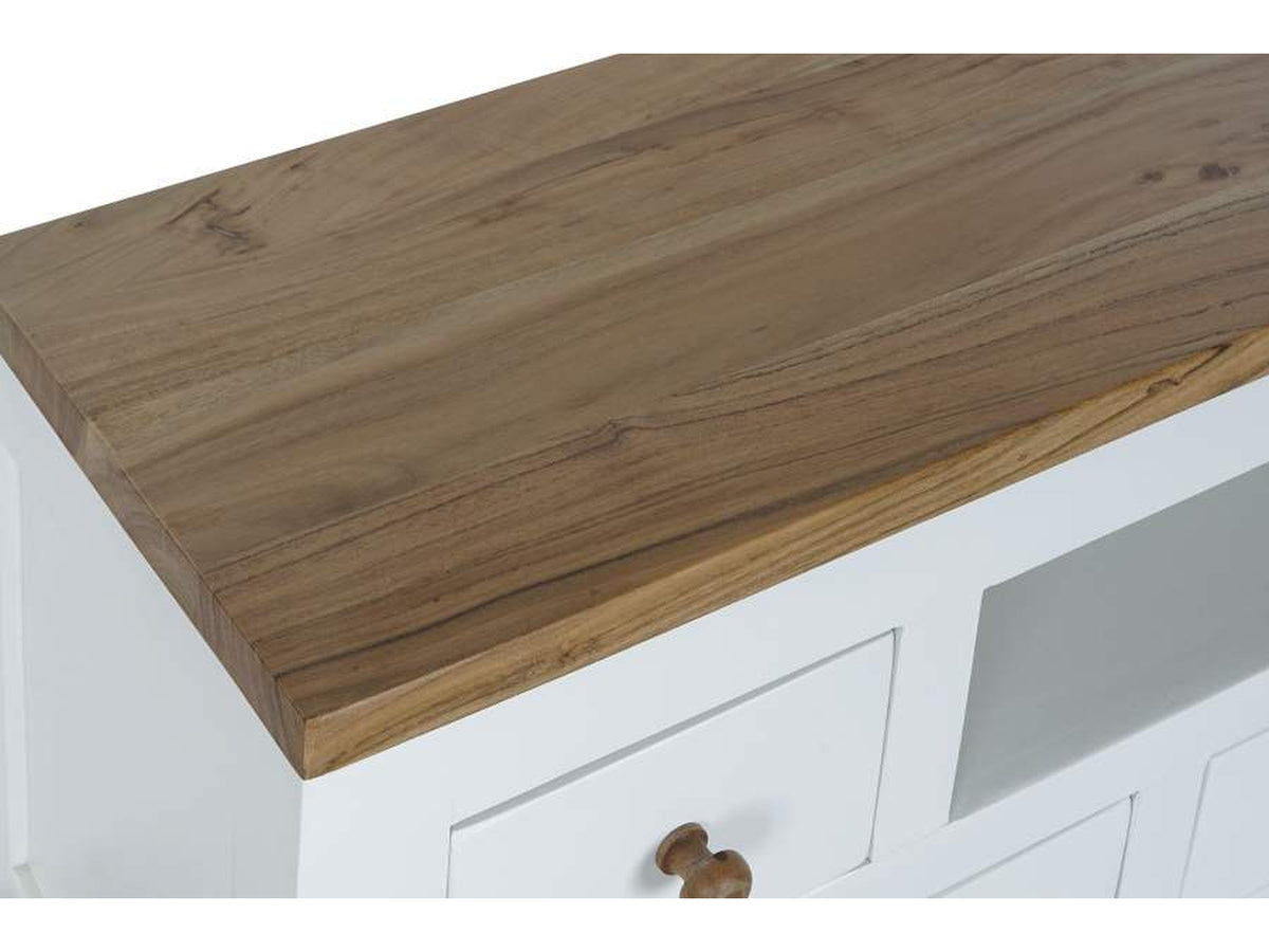 Mobile tv mango acacia 125x40x50cm di colore bianco