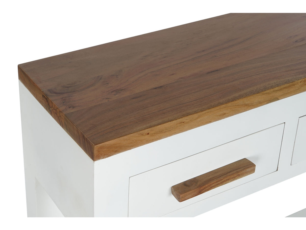 Mobile console mango acacia 110x30x80cm di colore bianco