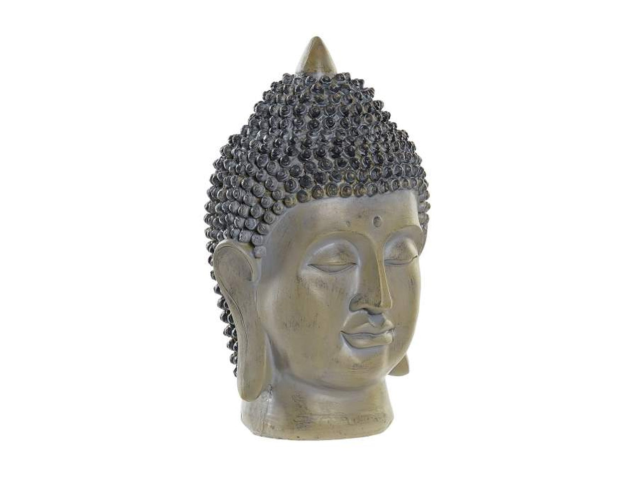 Testa budda resina 16x15x25cm di colore grigio chiaro