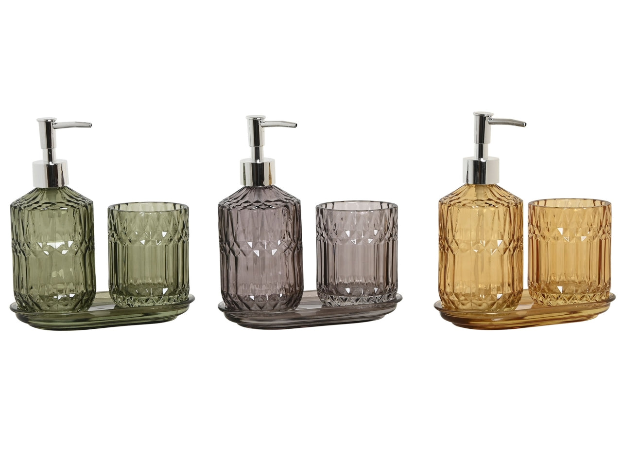 Set da bagno composto da 3 cristallo abs in 3 modelli assortiti