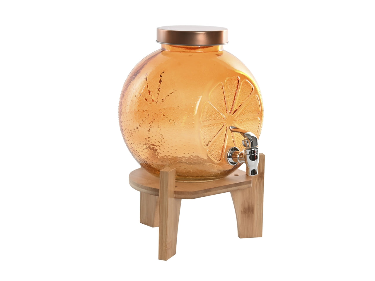 Dispenser bibite cristallo e bambu 5l