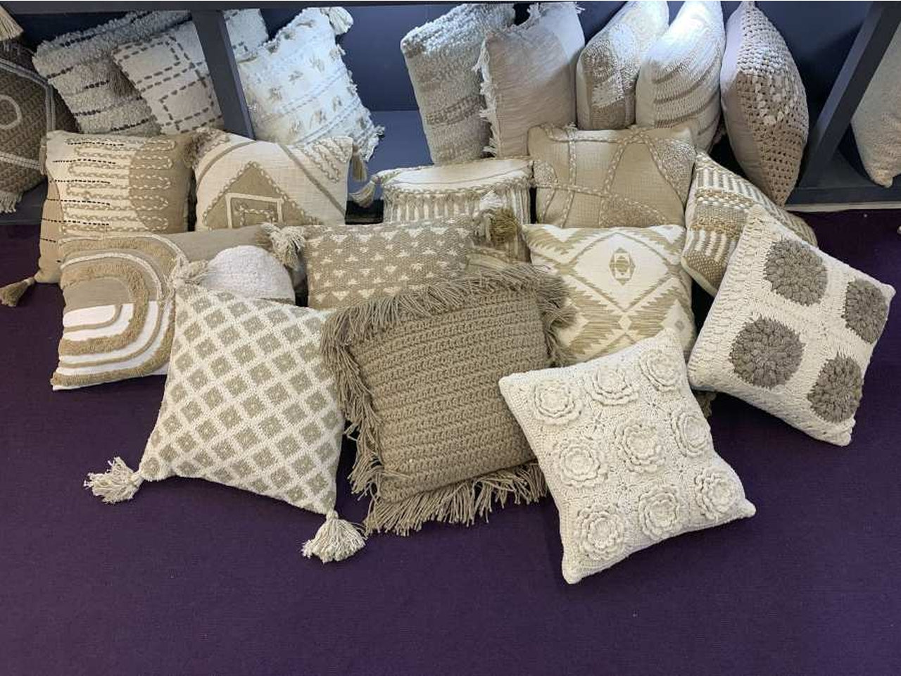 Cuscino in cotone iuta 45x45cm di colore beige