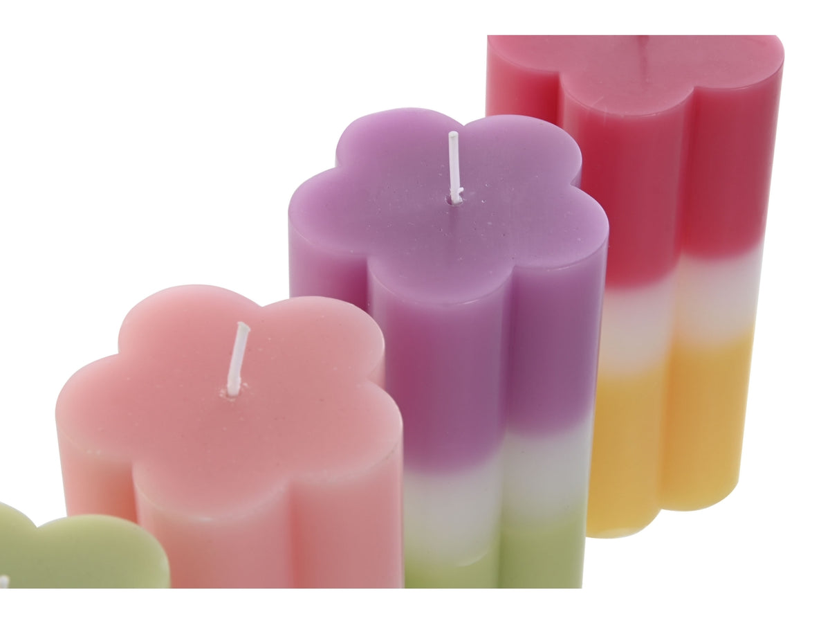 Candela cera a forma di fiore 470gr 7x7x14cm multicolore $
