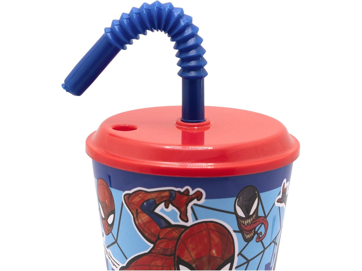 Spiderman bicchiere con cannuccia 430ml