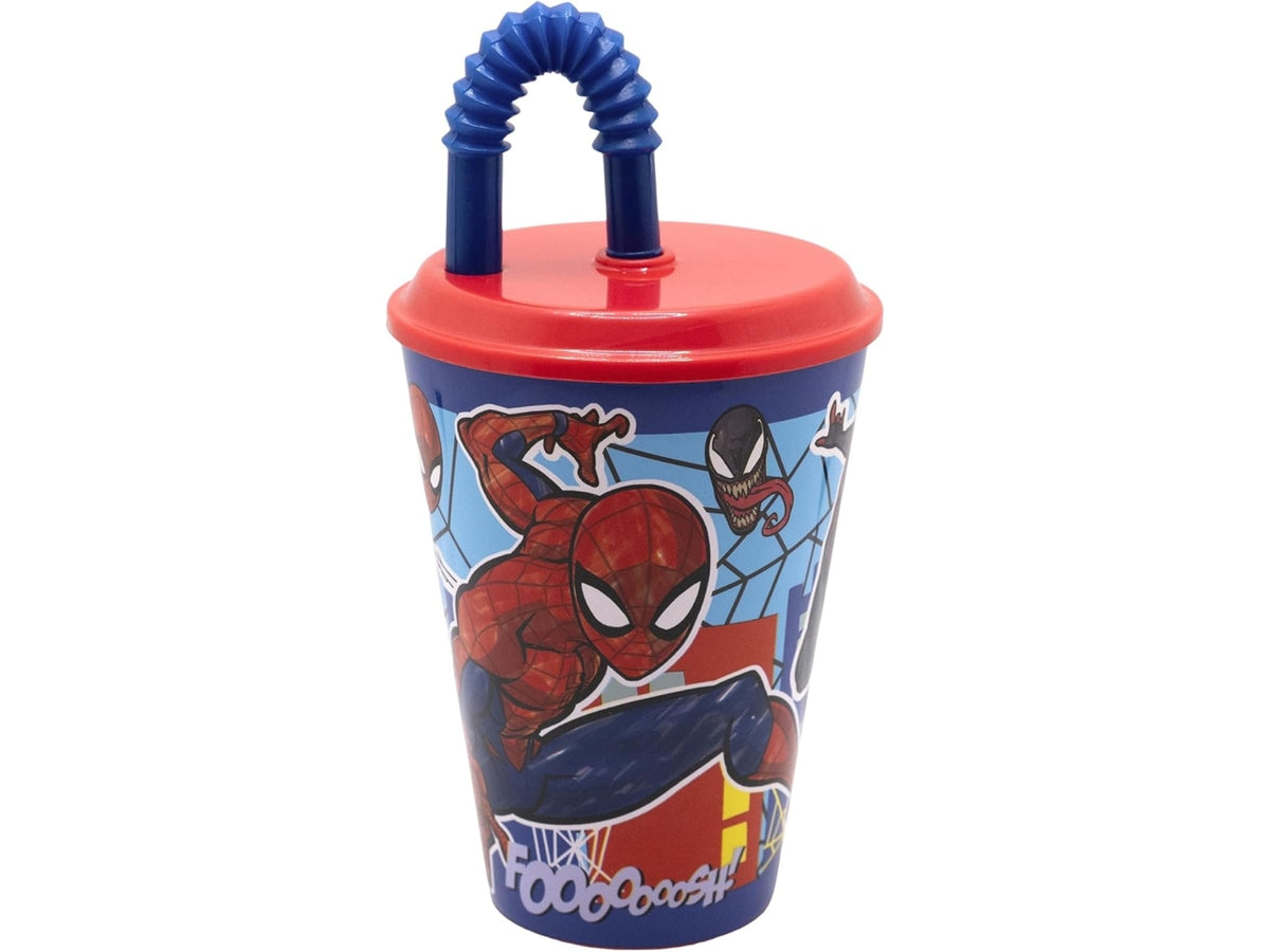 Spiderman bicchiere con cannuccia 430ml