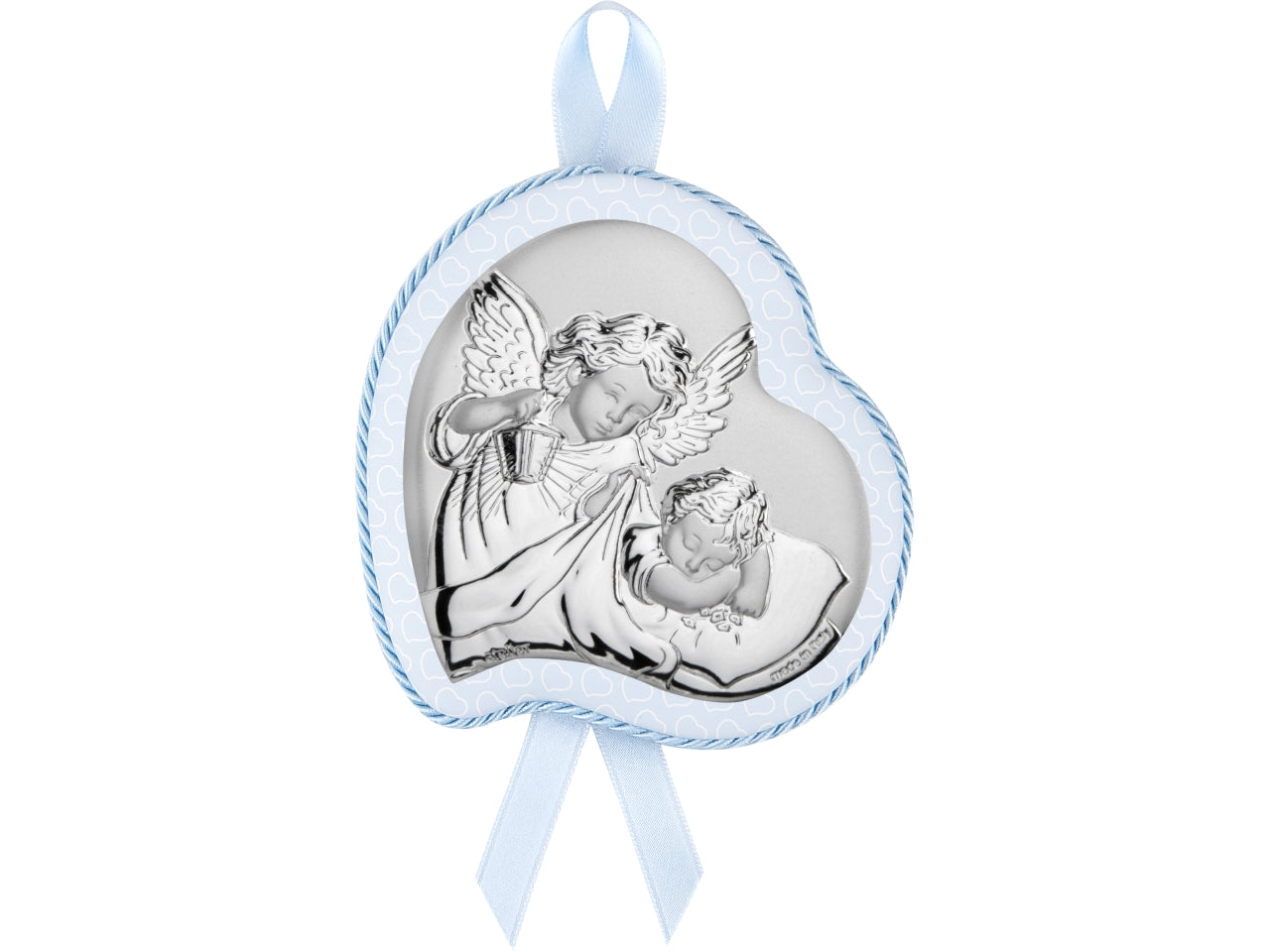Capoculla cuore angelo lanterna 10x12cm celeste carillon