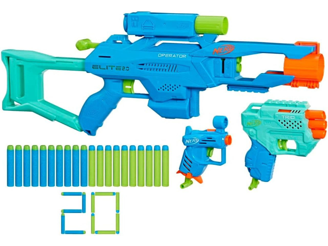 Nerf elite 2,0 tactical pack set di 3 balestre e 20 dardi nerf elite