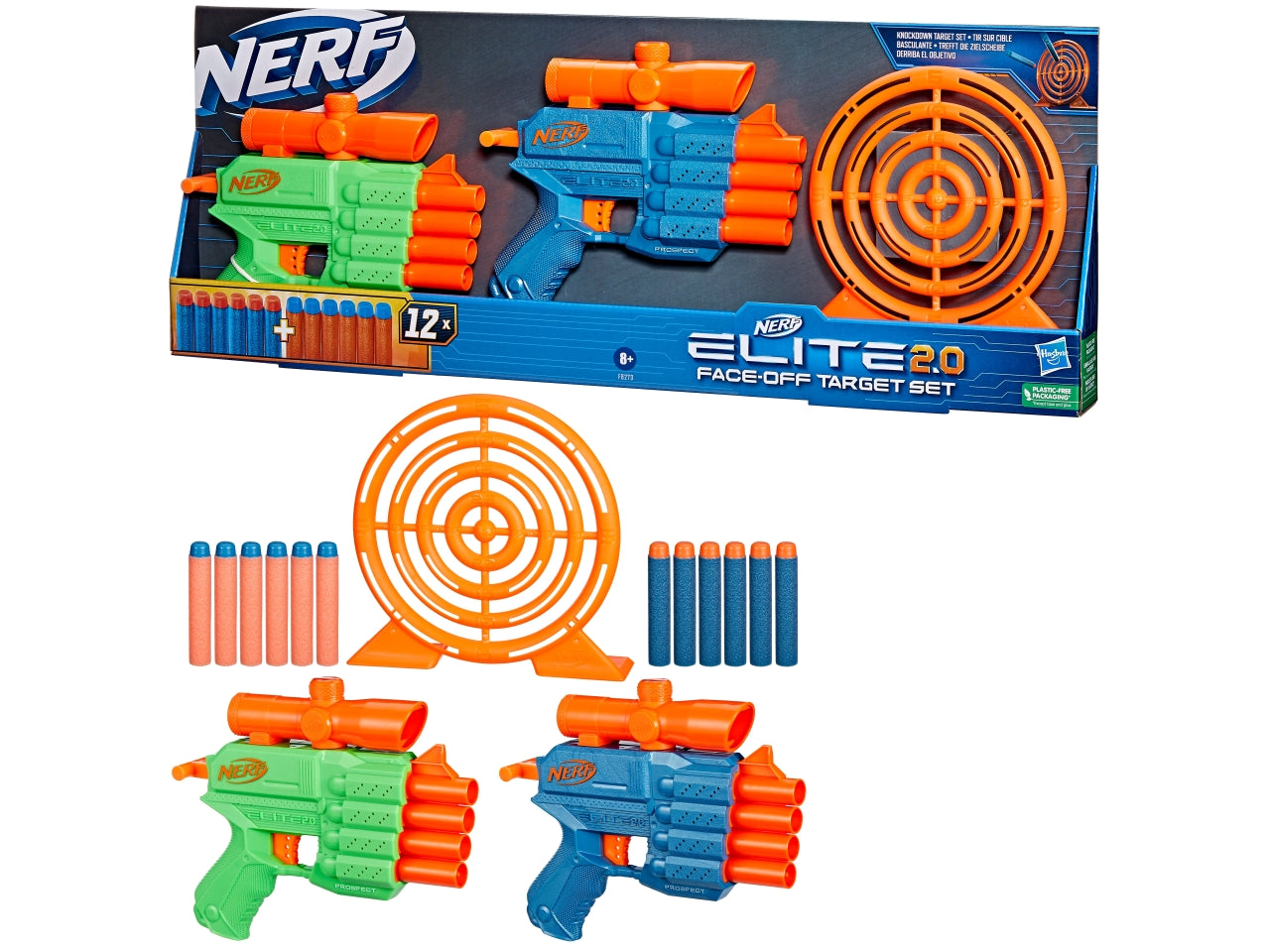 Nerf elite 2,0 face of target set 2 pistole con bersaglio