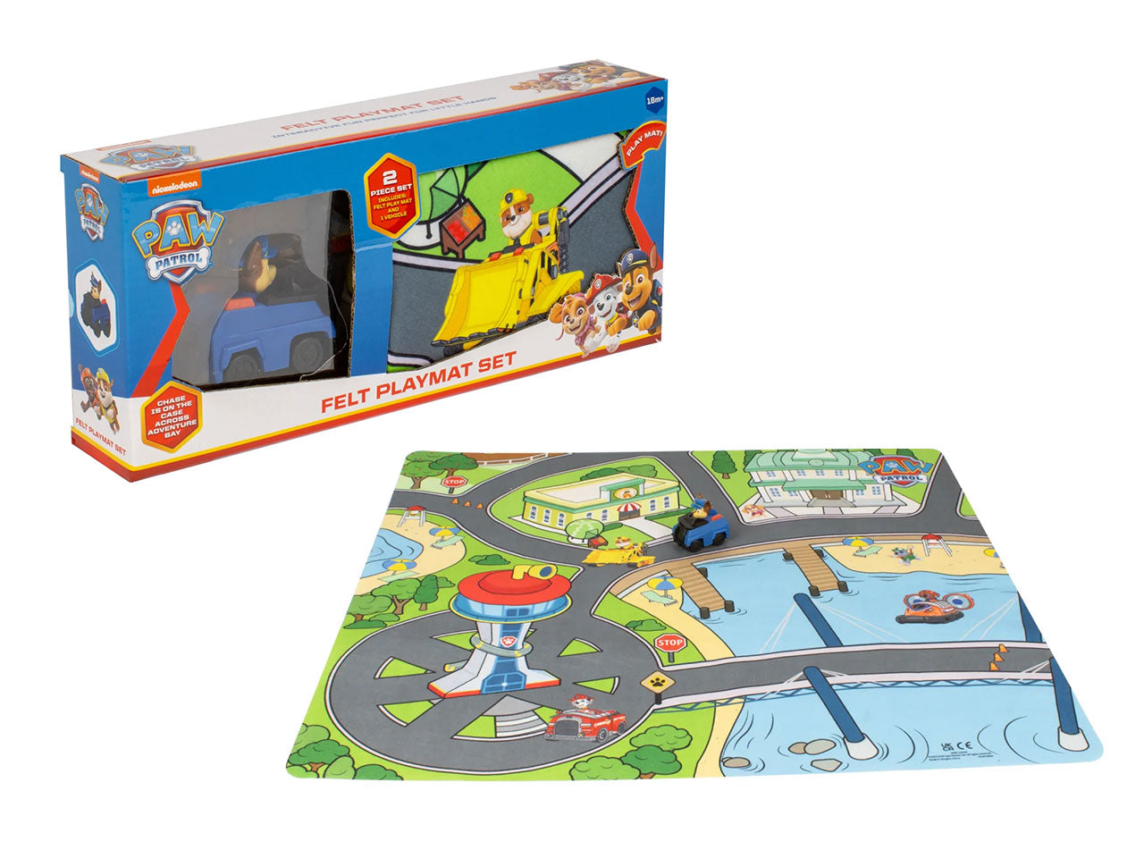 Paw patrol tappetino in feltro con veicolo