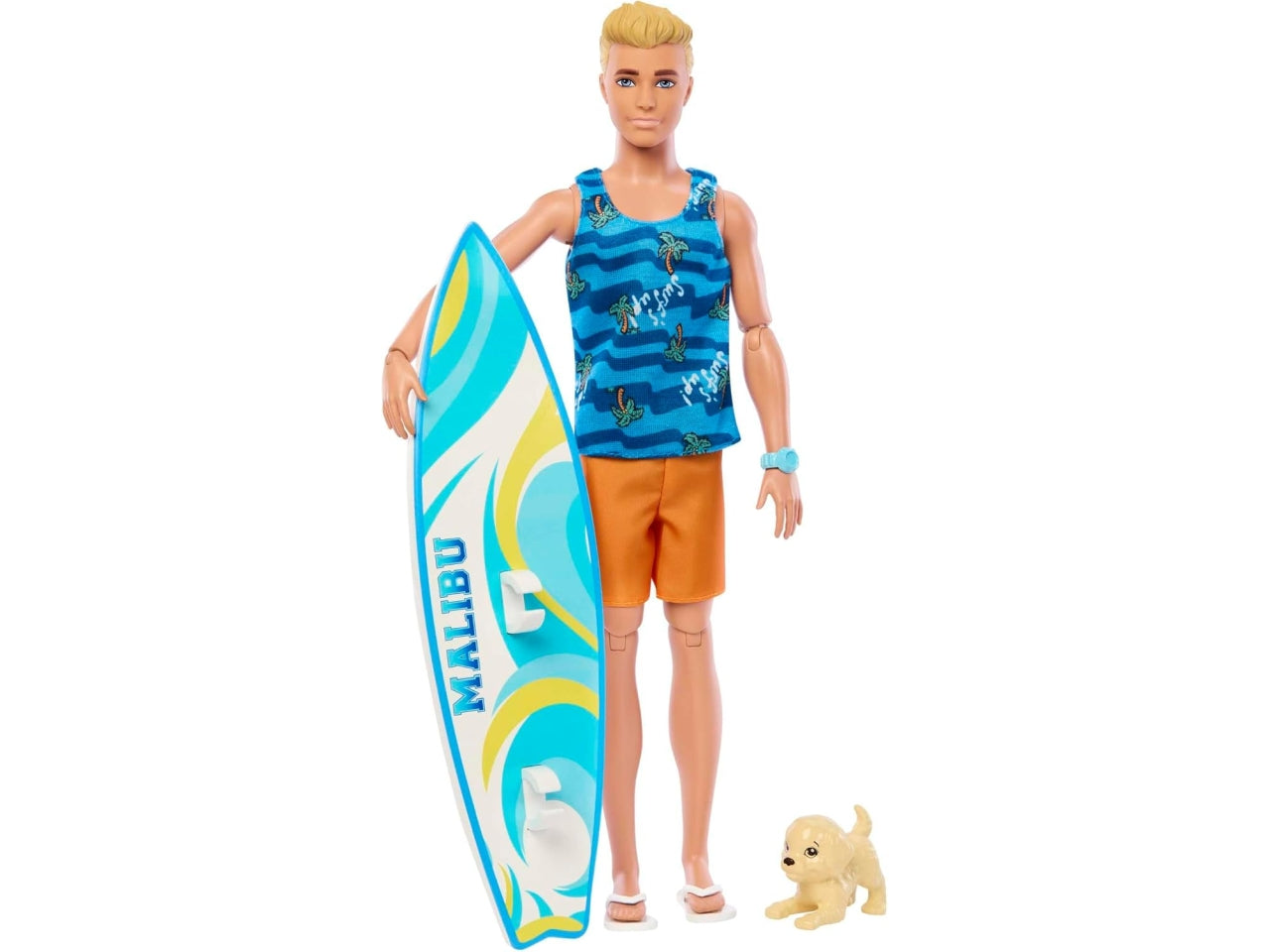 Barbie Ken con tavola da serf e cagnolino