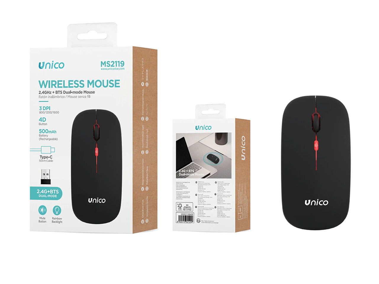 Mouse luminoso 4D a doppia modalitÃ 